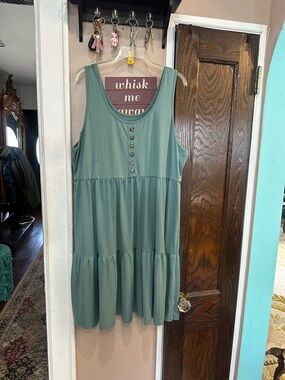 Tiered Sleeveless Midi Dress in Sage Green